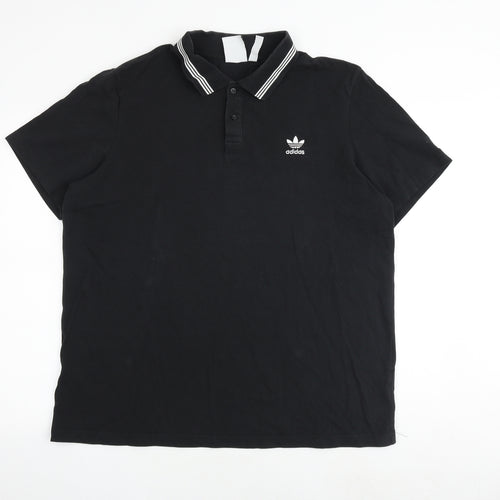 adidas Mens Black 100% Cotton Polo Size XL Collared Button