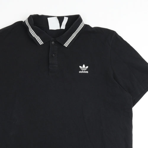 adidas Mens Black 100% Cotton Polo Size XL Collared Button