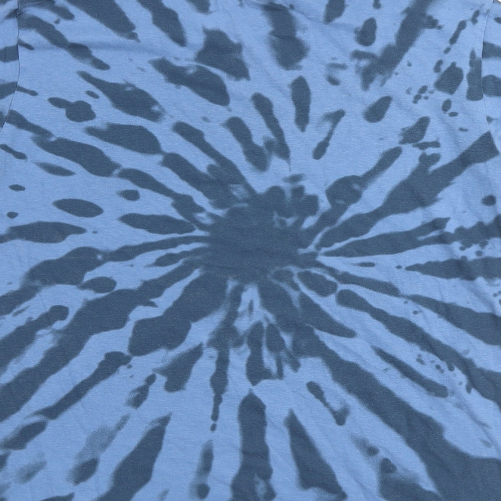 H&M Boys Blue Geometric 100% Cotton Basic T-Shirt Size 13-14 Years Round Neck Pullover - Tie Dye