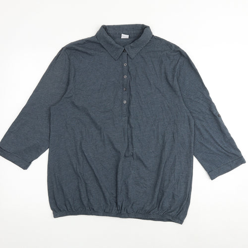 Cotton Traders Womens Grey Cotton Basic Polo Size 18 Collared