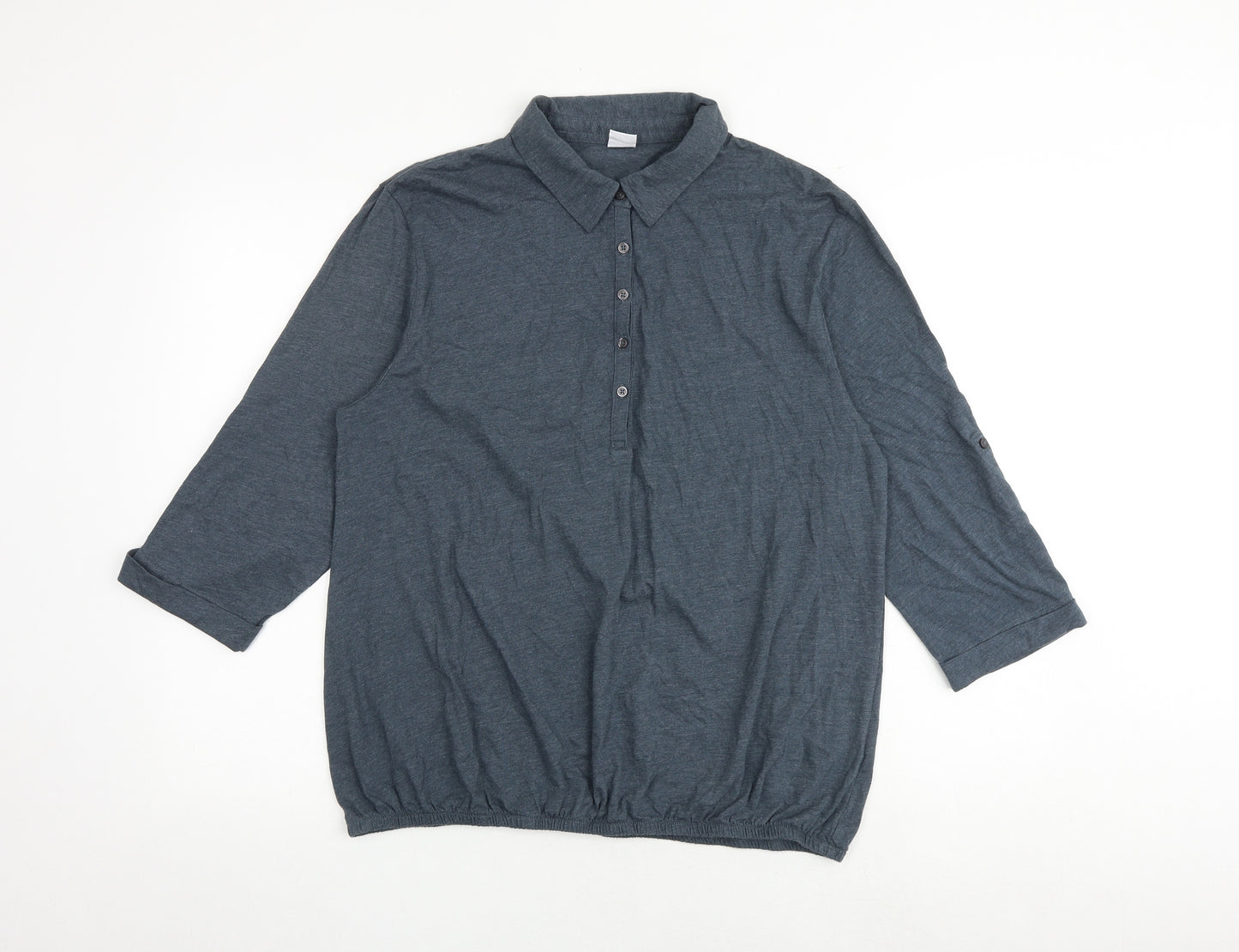 Cotton Traders Womens Grey Cotton Basic Polo Size 18 Collared