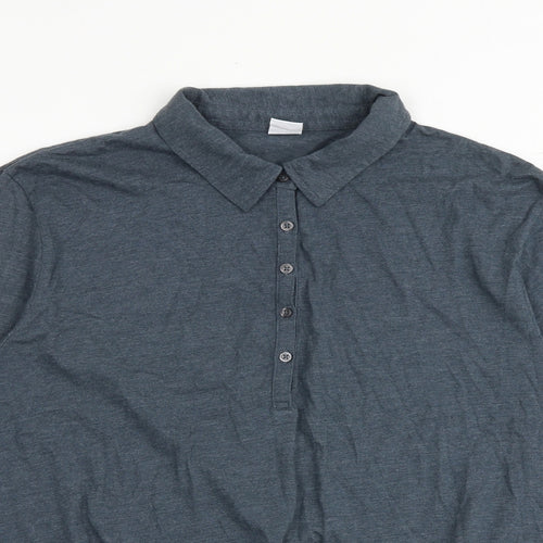 Cotton Traders Womens Grey Cotton Basic Polo Size 18 Collared
