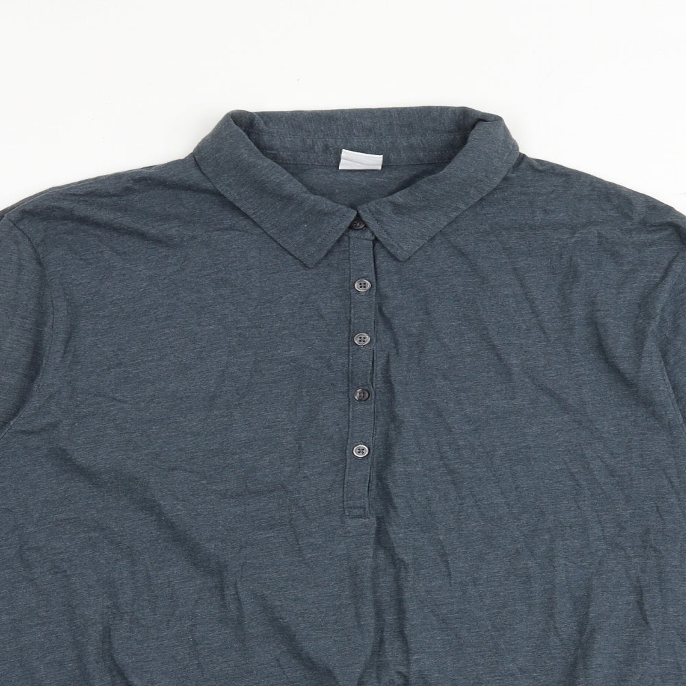 Cotton Traders Womens Grey Cotton Basic Polo Size 18 Collared