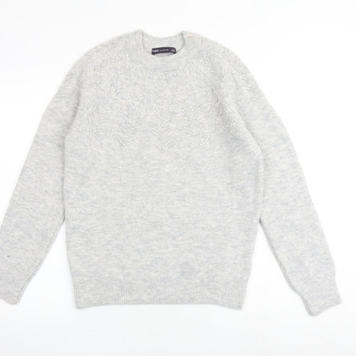 Marks and Spencer Womens Grey Round Neck Acrylic Pullover Jumper Size S