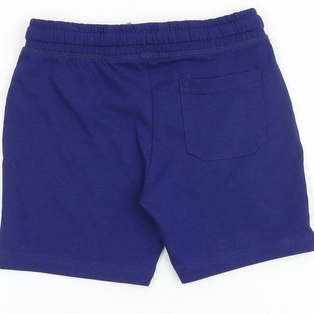 Mothercare Boys Blue 100% Cotton Sweat Shorts Size 3-4 Years Regular Drawstring