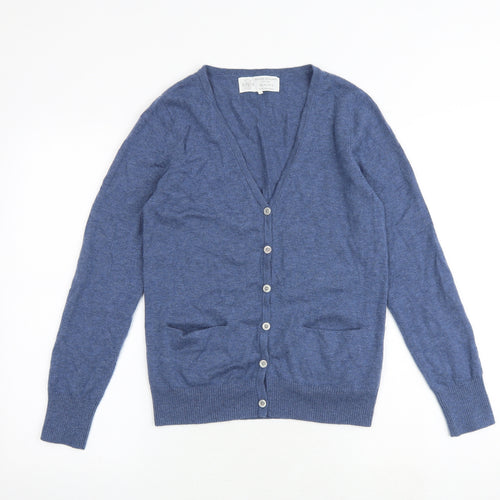 South Coast Womens Blue V-Neck Wool Cardigan Jumper Size 10