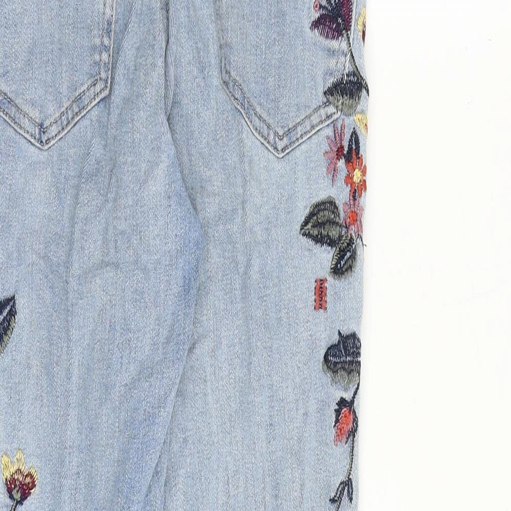 New Look Womens Blue Cotton Skinny Jeans Size 6 Slim Zip - Flower Detail