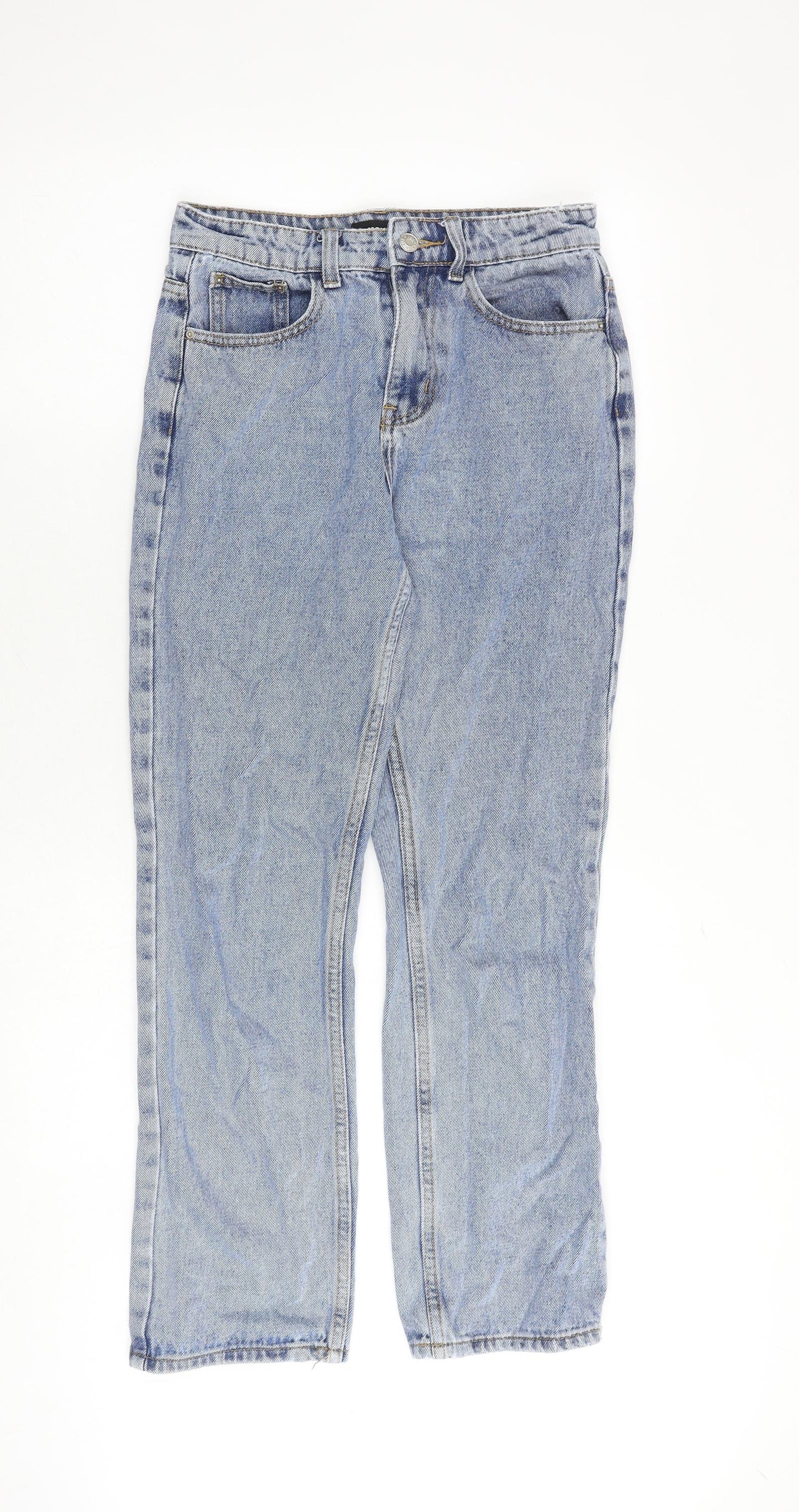 Momokrom Womens Blue Cotton Straight Jeans Size 8 Regular Zip