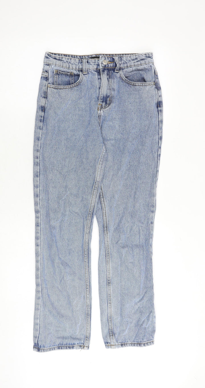 Momokrom Womens Blue Cotton Straight Jeans Size 8 Regular Zip