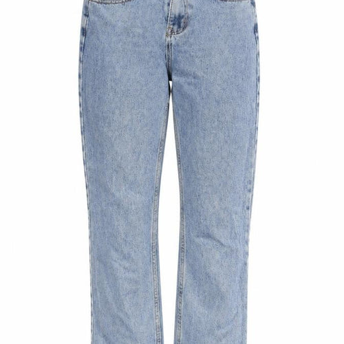 Momokrom Womens Blue Cotton Straight Jeans Size 8 Regular Zip