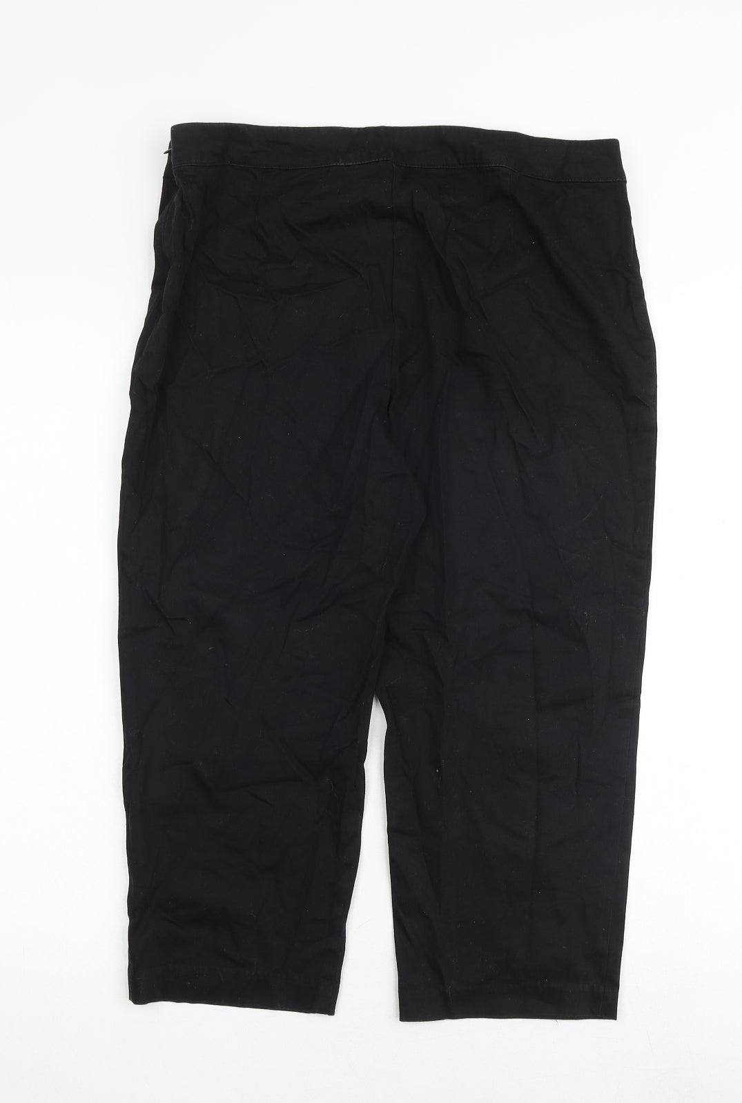 Marks and Spencer Womens Black Cotton Dress Pants Trousers Size 14 Regular Zip