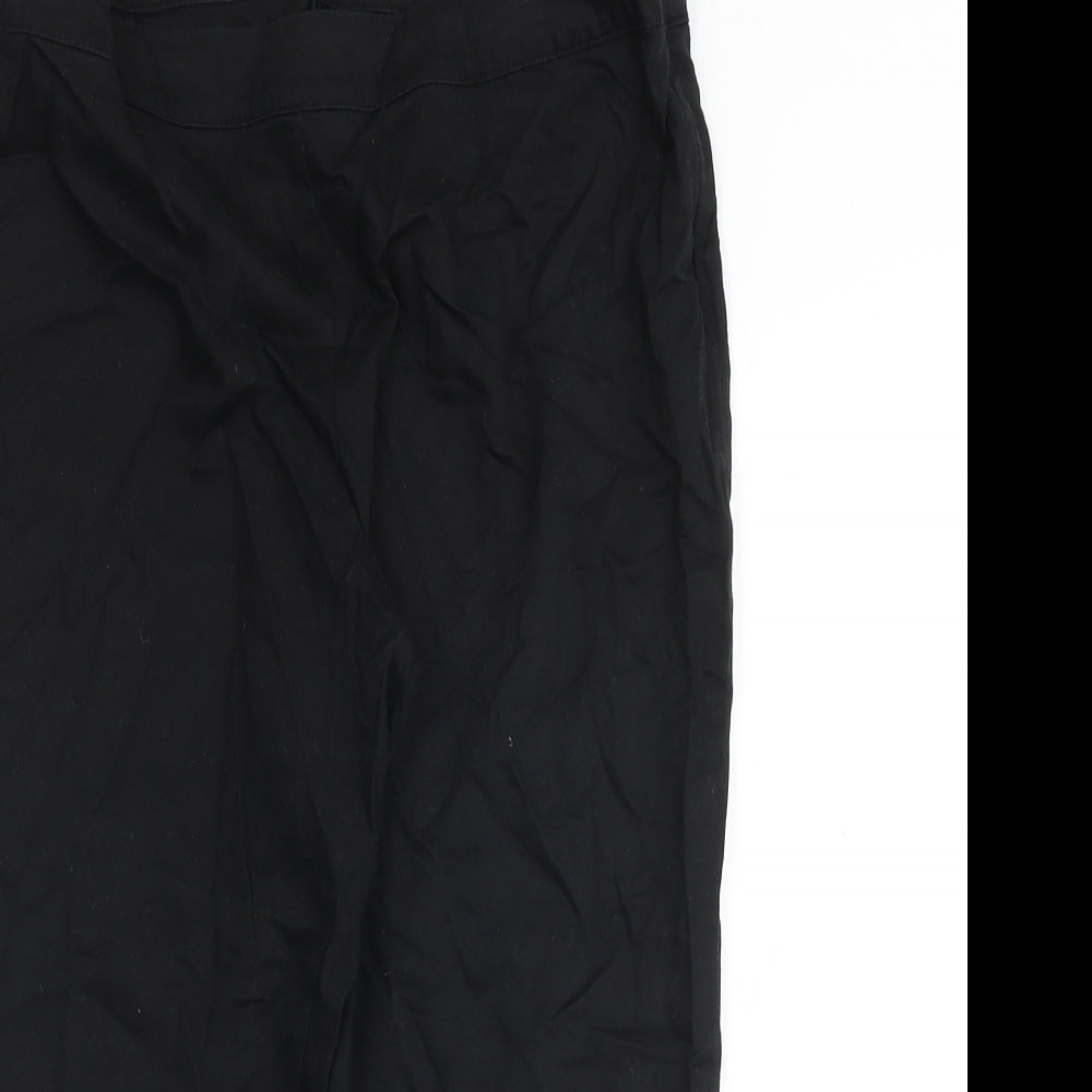 Marks and Spencer Womens Black Cotton Dress Pants Trousers Size 14 Regular Zip