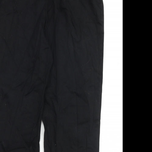 Marks and Spencer Womens Black Cotton Dress Pants Trousers Size 14 Regular Zip