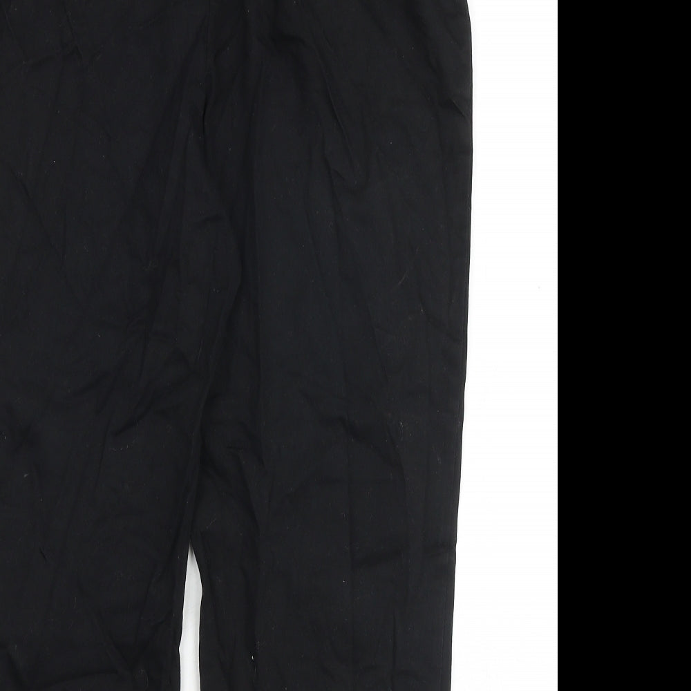 Marks and Spencer Womens Black Cotton Dress Pants Trousers Size 14 Regular Zip