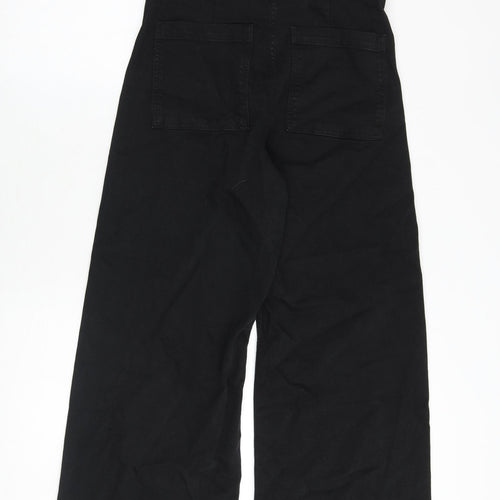 Zara Womens Black Cotton Wide-Leg Jeans Size 14 Regular Zip