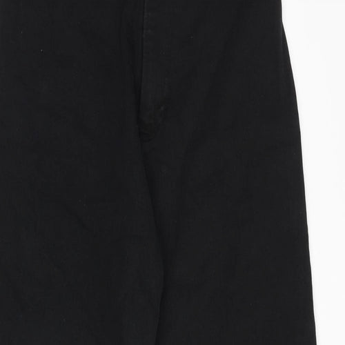 Zara Womens Black Cotton Wide-Leg Jeans Size 14 Regular Zip