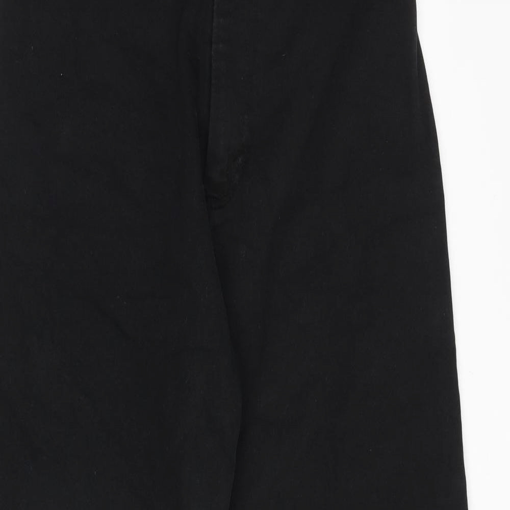 Zara Womens Black Cotton Wide-Leg Jeans Size 14 Regular Zip