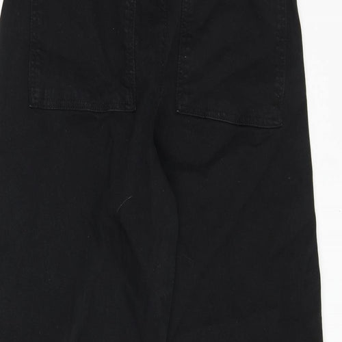 Zara Womens Black Cotton Wide-Leg Jeans Size 14 Regular Zip