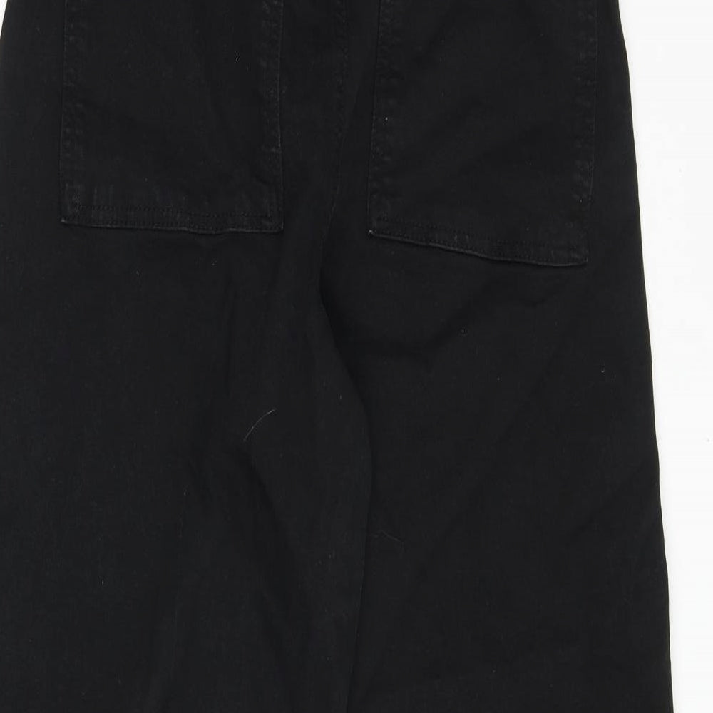 Zara Womens Black Cotton Wide-Leg Jeans Size 14 Regular Zip