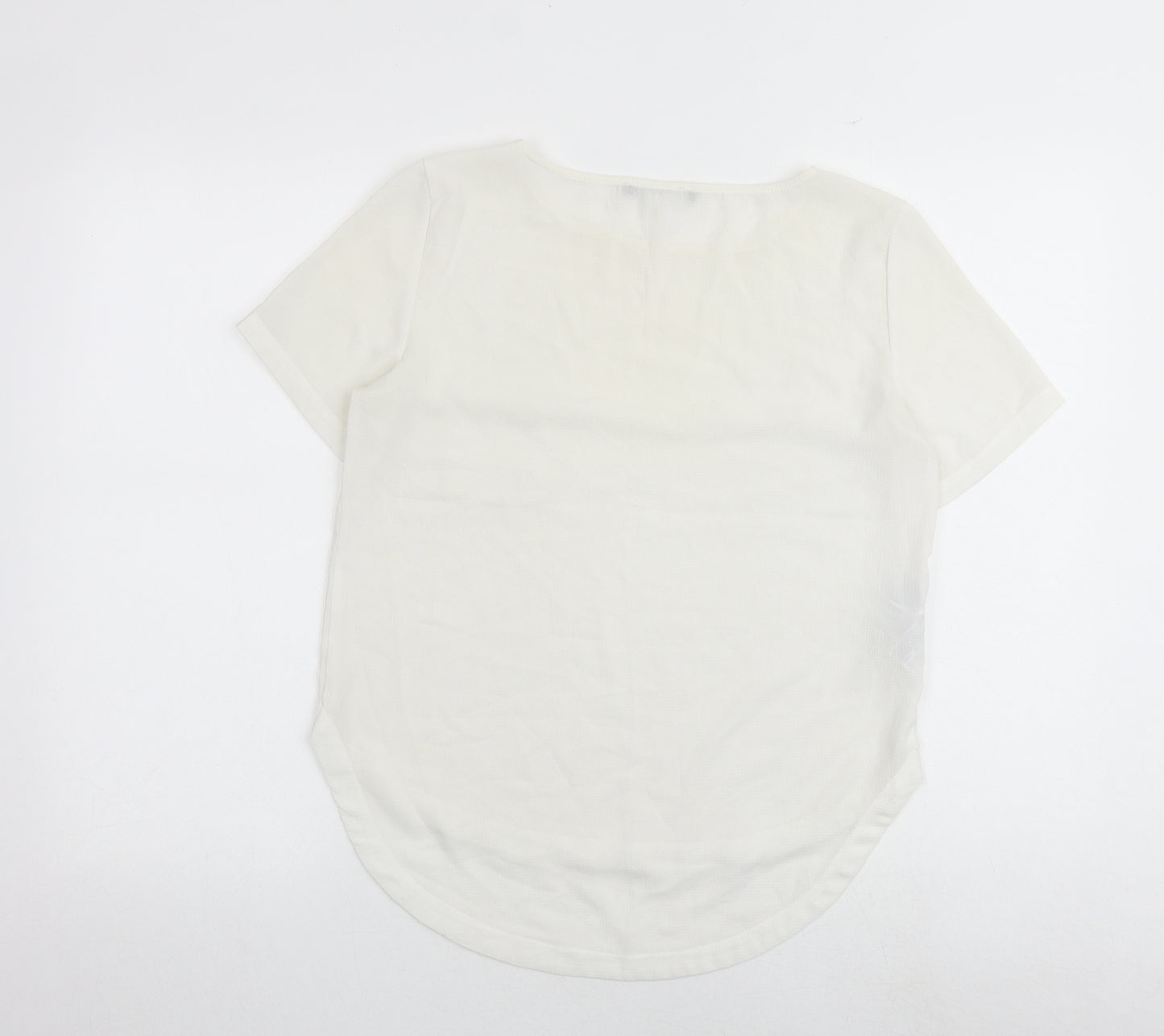 Mango Womens White Polyester Basic Blouse Size S Boat Neck