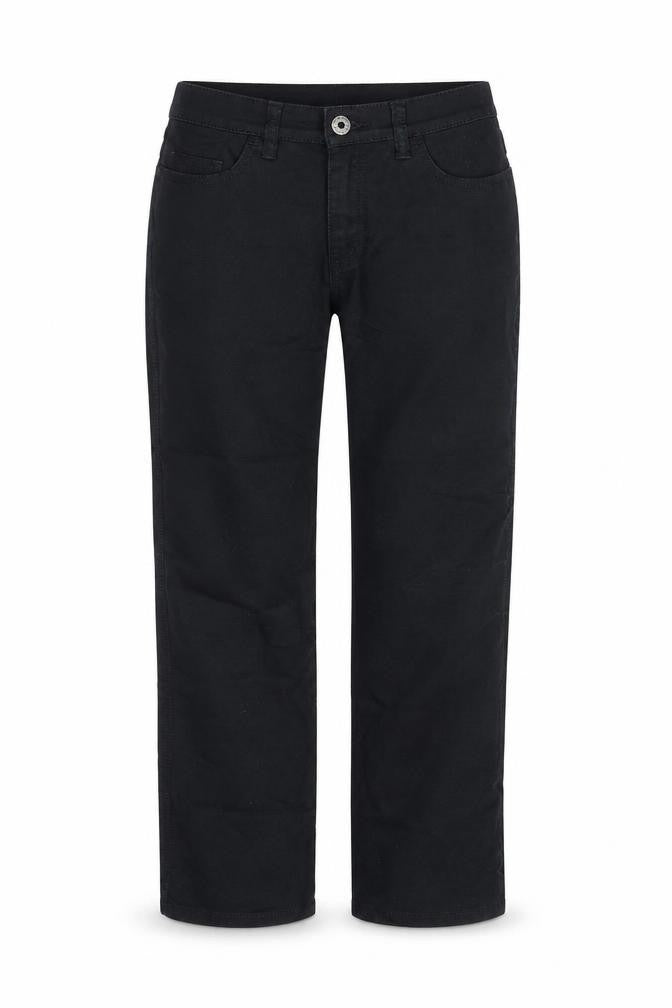 Front view of Michelle women’s black cotton straight jeans, size UK 29, in regular zip