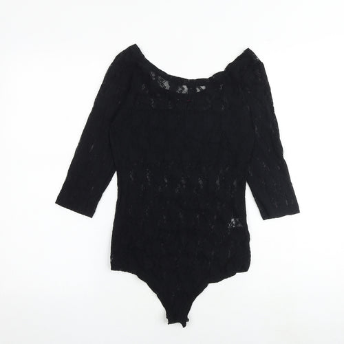 Select Womens Black Nylon Playsuit One-Piece Size M Snap