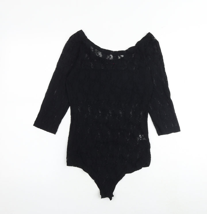 Select Womens Black Nylon Playsuit One-Piece Size M Snap