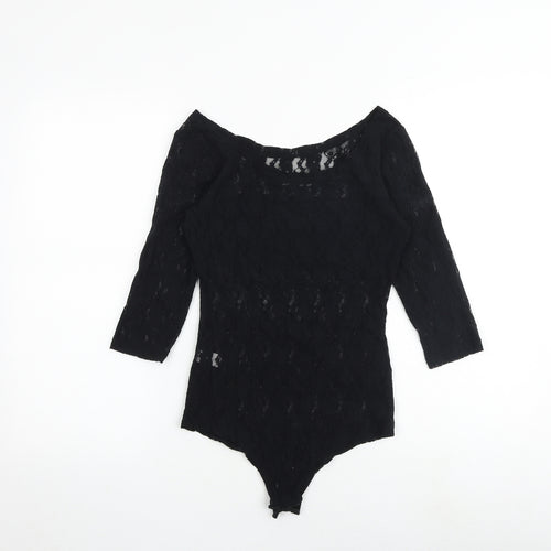 Select Womens Black Nylon Playsuit One-Piece Size M Snap