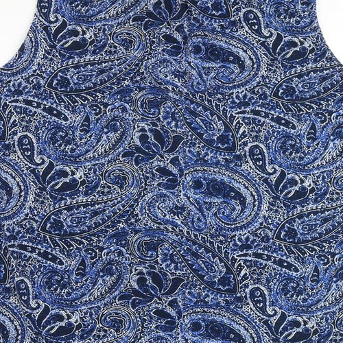 Dalia Womens Blue Paisley Polyester Basic Blouse Size 2XL V-Neck