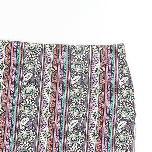 New Look Womens Multicoloured Geometric Cotton Bandage Skirt Size 12