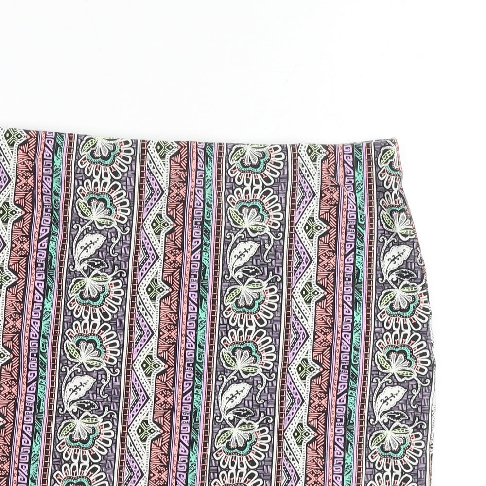 New Look Womens Multicoloured Geometric Cotton Bandage Skirt Size 12