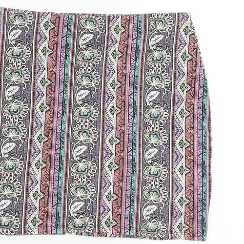 New Look Womens Multicoloured Geometric Cotton Bandage Skirt Size 12