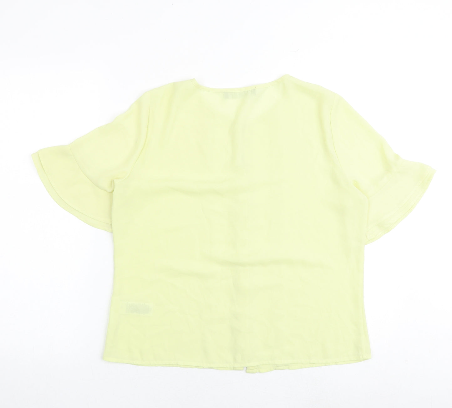 Marks and Spencer Womens Yellow Polyester Basic Button-Up Size 12 Boat Neck