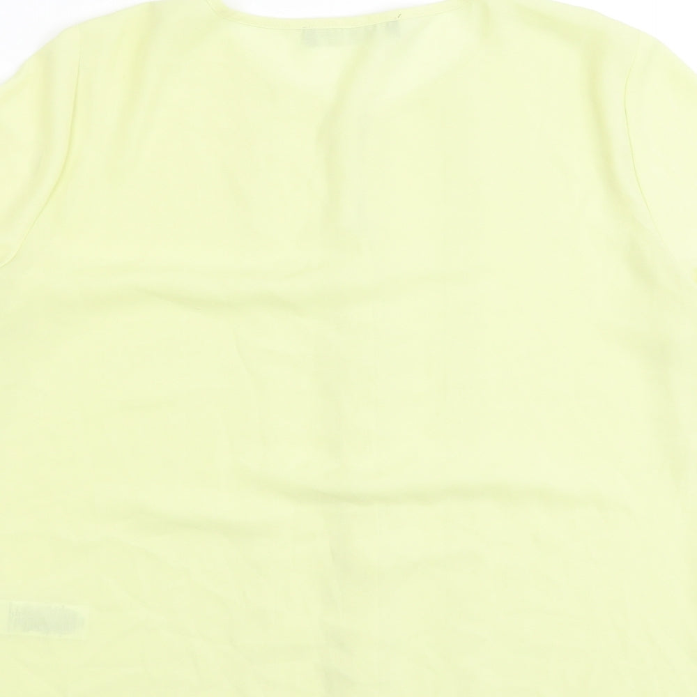 Marks and Spencer Womens Yellow Polyester Basic Button-Up Size 12 Boat Neck