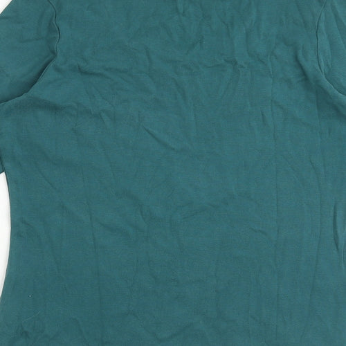 Marks and Spencer Womens Green 100% Cotton Basic T-Shirt Size 16 V-Neck