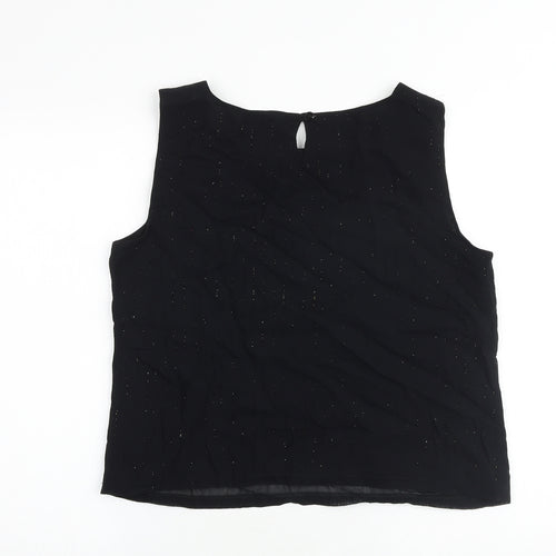 JFW Womens Black Viscose Basic Blouse Size 16 Boat Neck - Speckled