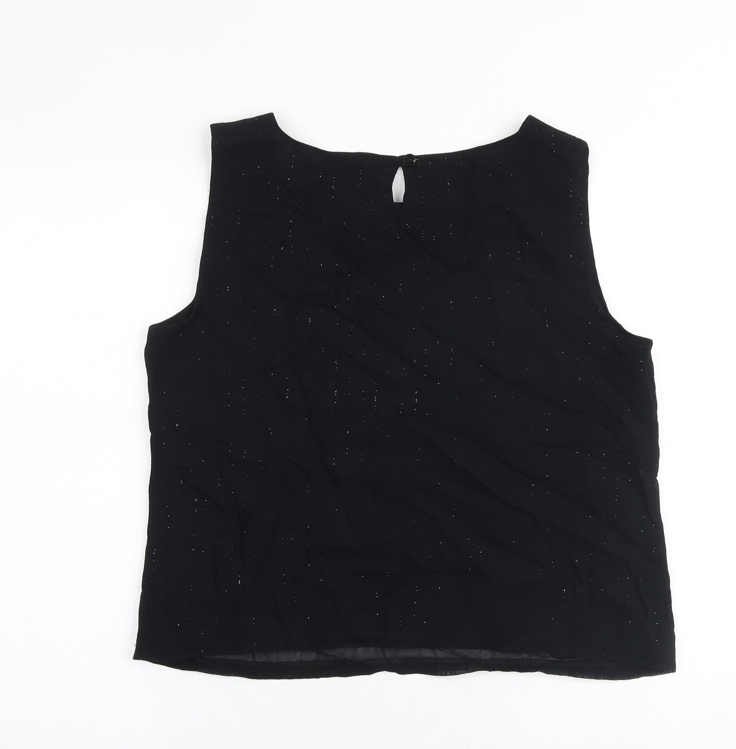 JFW Womens Black Viscose Basic Blouse Size 16 Boat Neck - Speckled
