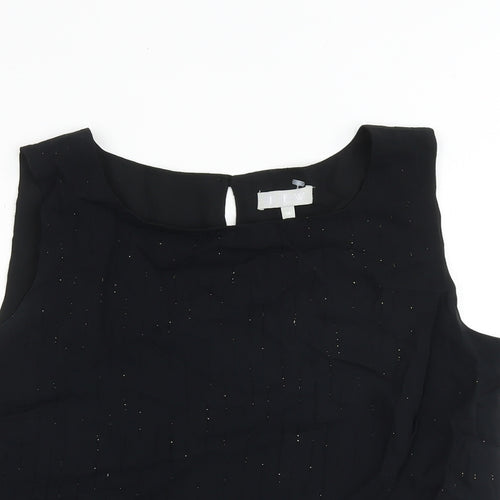 JFW Womens Black Viscose Basic Blouse Size 16 Boat Neck - Speckled