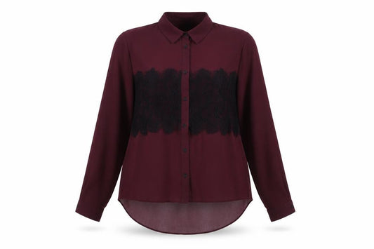 Front view of Topshop women’s purple polyester basic button-up, size UK 8, collared