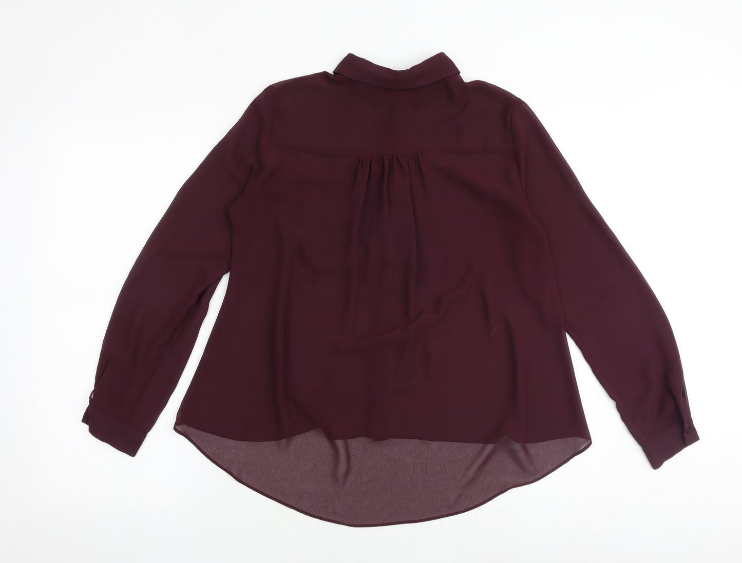 Topshop Womens Purple Polyester Basic Button-Up Size 8 Collared