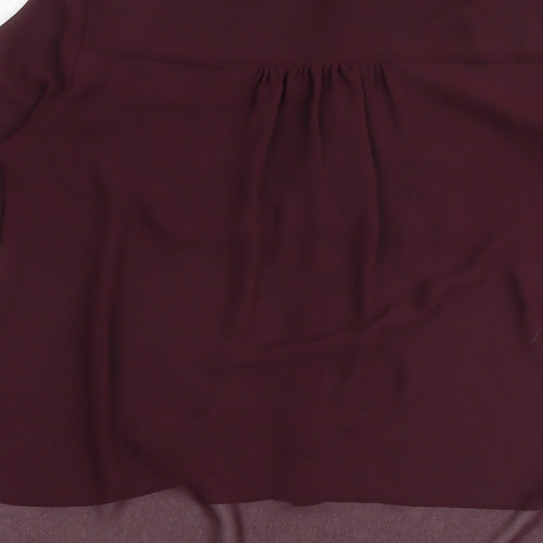Topshop Womens Purple Polyester Basic Button-Up Size 8 Collared