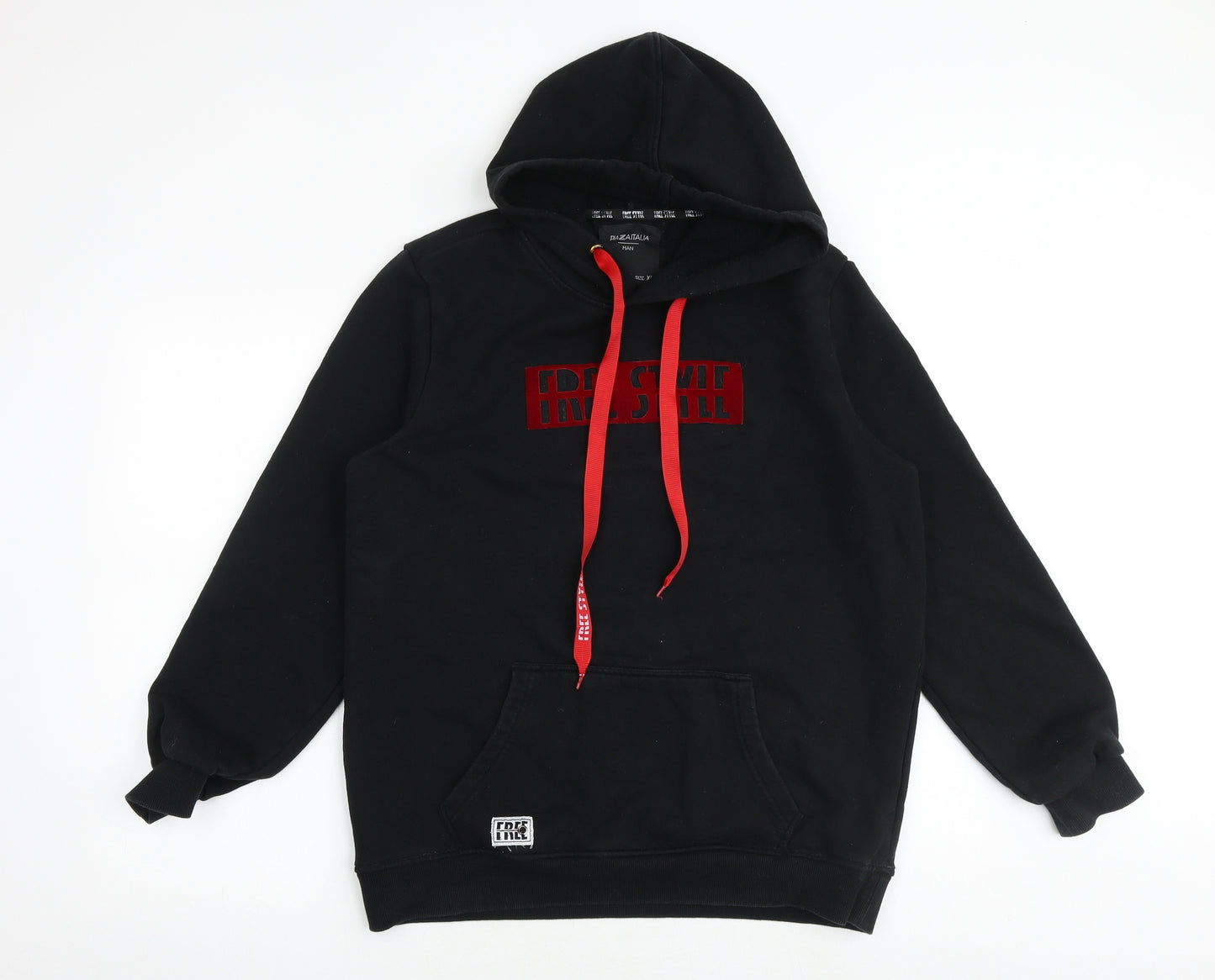 Piazza Italia Mens Black Cotton Pullover Hoodie Size XL