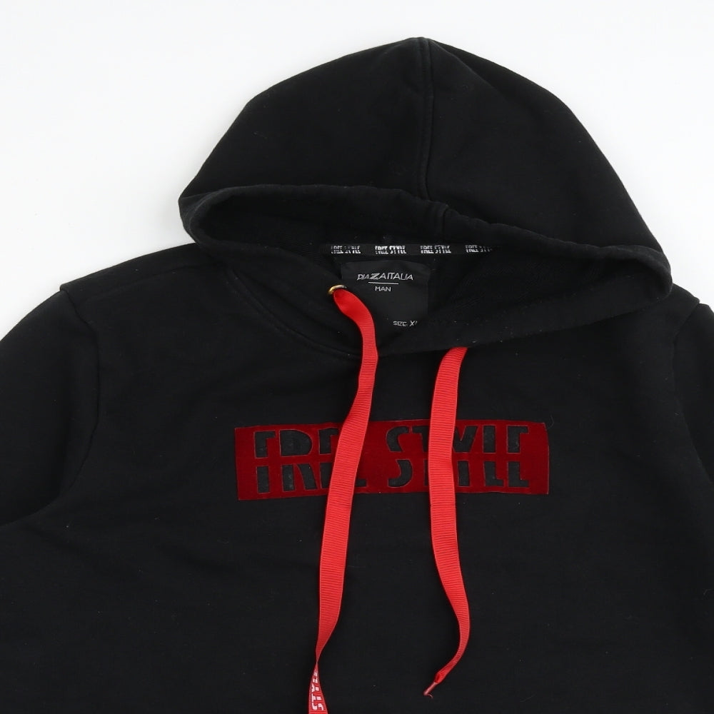 Piazza Italia Mens Black Cotton Pullover Hoodie Size XL