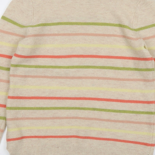 KEW Womens Beige Round Neck Striped Wool Pullover Jumper Size 14