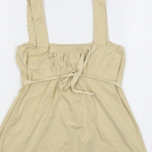 Mango Womens Beige Cotton Basic Tank Size M Square Neck