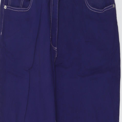 Damart Womens Purple Cotton Straight Jeans Size 18 L28 in Regular Button