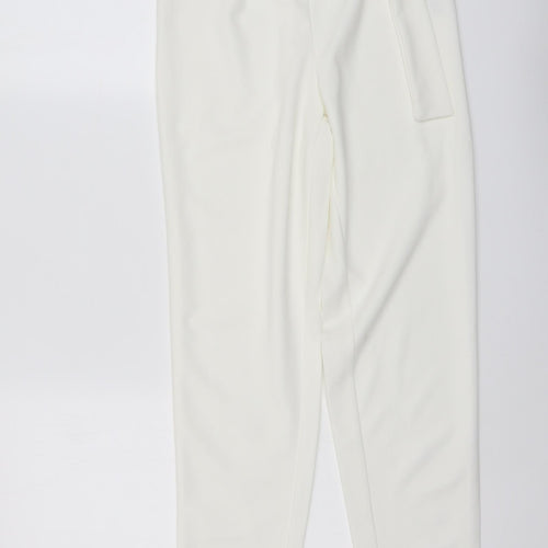 Boohoo Womens Ivory Polyester Chino Trousers Size 8 L26 in Regular