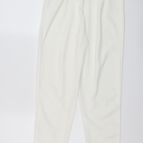 Boohoo Womens Ivory Polyester Chino Trousers Size 8 L26 in Regular