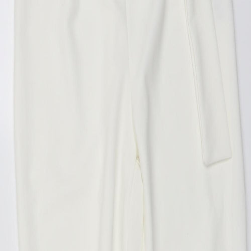Boohoo Womens Ivory Polyester Chino Trousers Size 8 L26 in Regular