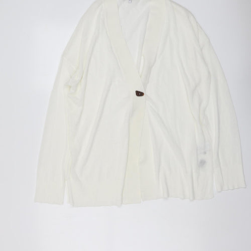 NEXT Womens Ivory V-Neck Viscose Cardigan Jumper Size M